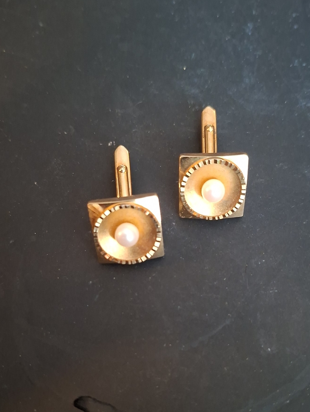Retro 1950s Gold Plate Pearl Cufflinks